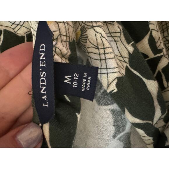 Lands End | Green Floral Cotton Wrap Midi Dress | Size Medium 10-12 - Picture 10 of 15